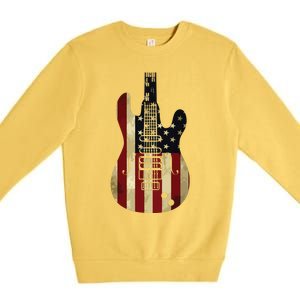 American Flag Guitar 4th Of July Patriotic Tee Great Gift Premium Crewneck Sweatshirt