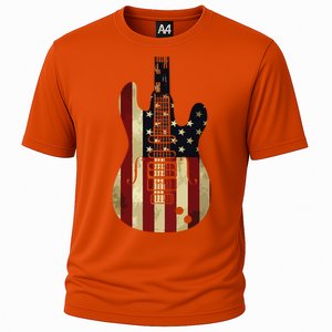 American Flag Guitar 4th Of July Patriotic Tee Great Gift Cooling Performance Crew T-Shirt