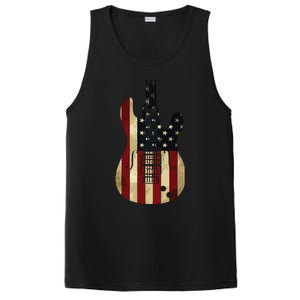 American Flag Guitar 4th Of July Patriotic Tee Great Gift PosiCharge Competitor Tank