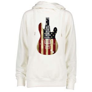 American Flag Guitar 4th Of July Patriotic Tee Great Gift Womens Funnel Neck Pullover Hood