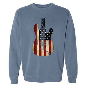 American Flag Guitar 4th Of July Patriotic Tee Great Gift Garment-Dyed Sweatshirt