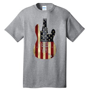 American Flag Guitar 4th Of July Patriotic Tee Great Gift Tall T-Shirt