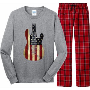 American Flag Guitar 4th Of July Patriotic Tee Great Gift Long Sleeve Pajama Set