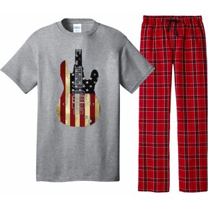 American Flag Guitar 4th Of July Patriotic Tee Great Gift Pajama Set