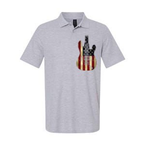 American Flag Guitar 4th Of July Patriotic Tee Great Gift Softstyle Adult Sport Polo