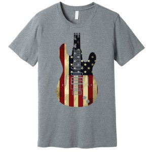 American Flag Guitar 4th Of July Patriotic Tee Great Gift Premium T-Shirt