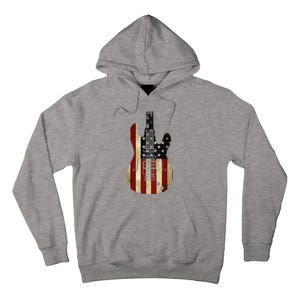 American Flag Guitar 4th Of July Patriotic Tee Great Gift Tall Hoodie