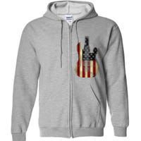 American Flag Guitar 4th Of July Patriotic Tee Great Gift Full Zip Hoodie