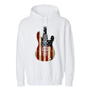 American Flag Guitar 4th Of July Patriotic Tee Great Gift Garment-Dyed Fleece Hoodie