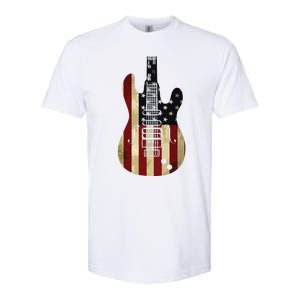 American Flag Guitar 4th Of July Patriotic Tee Great Gift Softstyle CVC T-Shirt