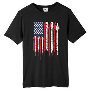 American Flag Guitar Red White Patriotic Music Lover Tall Fusion ChromaSoft Performance T-Shirt