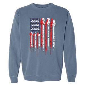 American Flag Guitar Red White Patriotic Music Lover Garment-Dyed Sweatshirt