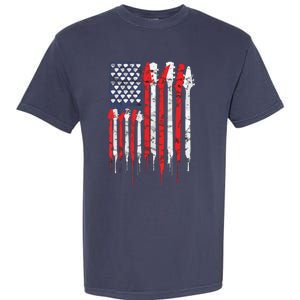 American Flag Guitar Red White Patriotic Music Lover Garment-Dyed Heavyweight T-Shirt