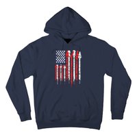 American Flag Guitar Red White Patriotic Music Lover Hoodie