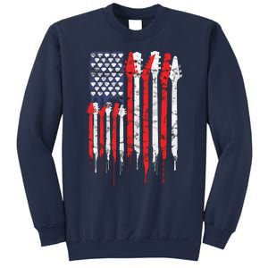 American Flag Guitar Red White Patriotic Music Lover Sweatshirt