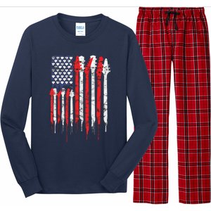 American Flag Guitar Red White Patriotic Music Lover Long Sleeve Pajama Set