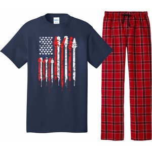 American Flag Guitar Red White Patriotic Music Lover Pajama Set