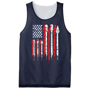 American Flag Guitar Red White Patriotic Music Lover Mesh Reversible Basketball Jersey Tank