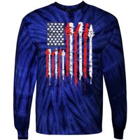 American Flag Guitar Red White Patriotic Music Lover Tie-Dye Long Sleeve Shirt