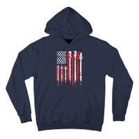 American Flag Guitar Red White Patriotic Music Lover Tall Hoodie