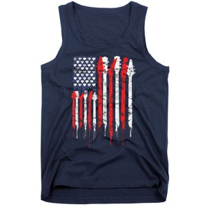 American Flag Guitar Red White Patriotic Music Lover Tank Top