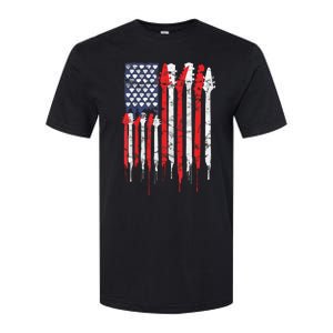 American Flag Guitar Red White Patriotic Music Lover Softstyle CVC T-Shirt