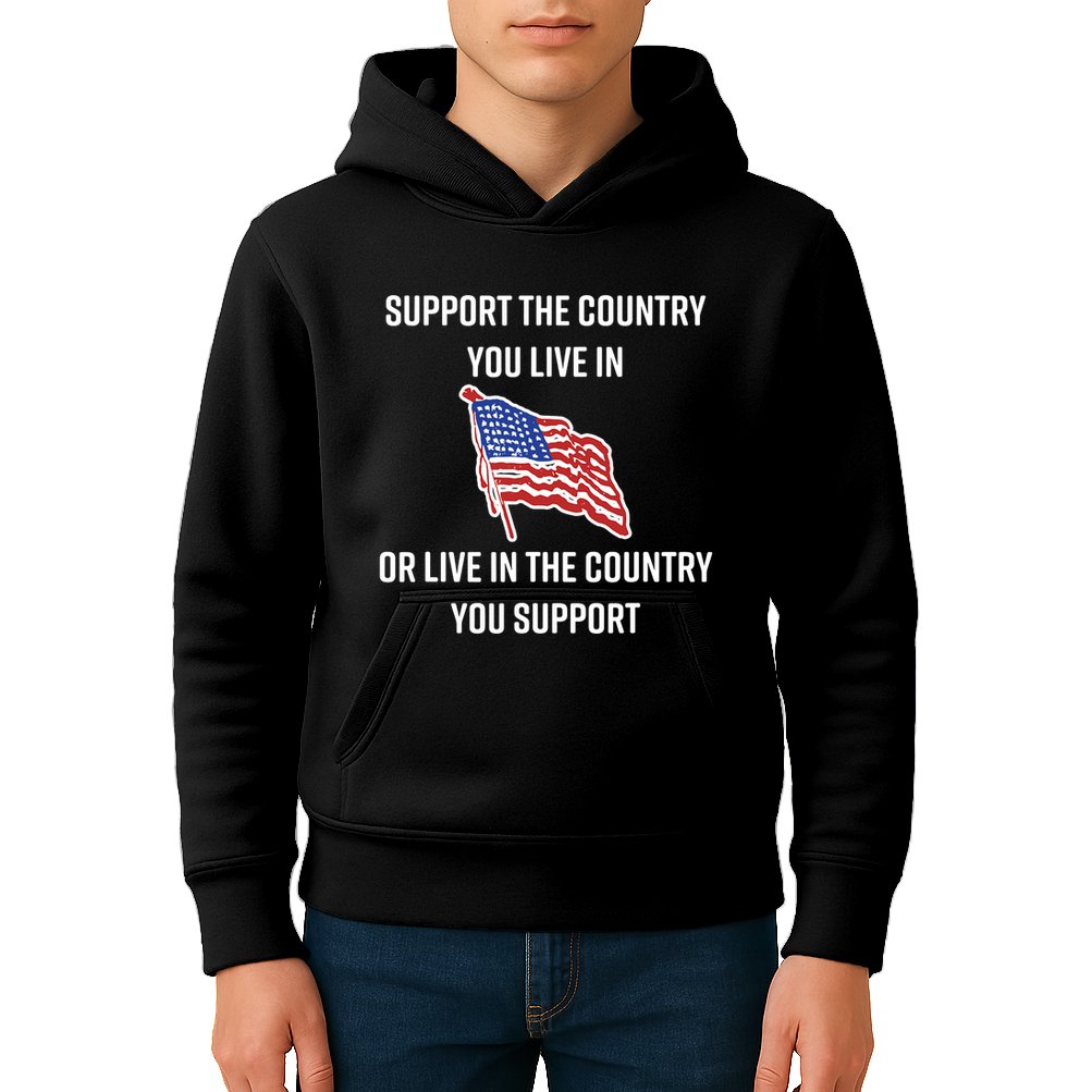 American Flag Gift Support The Country You Live In Kids Hoodie