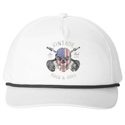 American Flag Guitar Vintage Rock And Roll Skull Guitarist Snapback Five-Panel Rope Hat