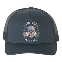 American Flag Guitar Vintage Rock And Roll Skull Guitarist Yupoong Adult 5-Panel Trucker Hat