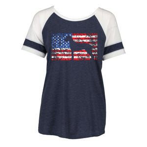 American Flag Great Dane Dog 4th Of July USA Gift Enza Ladies Jersey Colorblock Tee