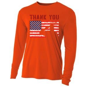 American Flag Great Gift Thank You Memorial Day Design Gift Cooling Performance Long Sleeve Crew