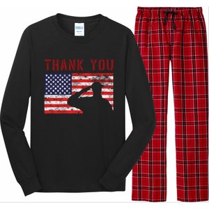 American Flag Great Gift Thank You Memorial Day Design Gift Long Sleeve Pajama Set