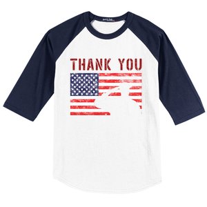 American Flag Great Gift Thank You Memorial Day Design Gift Baseball Sleeve Shirt