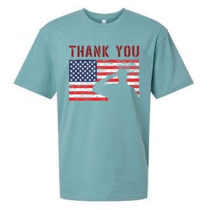 American Flag Great Gift Thank You Memorial Day Design Gift Sueded Cloud Jersey T-Shirt