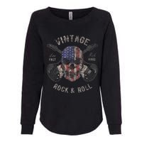 American Flag Guitar Vintage Rock and Roll Skull Guitarist Womens California Wash Sweatshirt