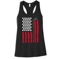 American Flag Golf Balls And Club Vintage Golfing Golfer Women's Racerback Tank