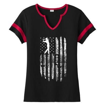 American Flag Golf Clothing Golfer Vintage Golf Ladies Halftime Notch Neck Tee