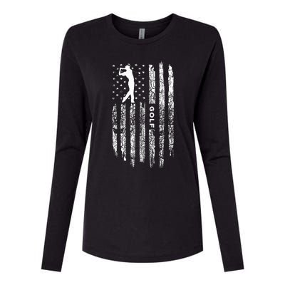 American Flag Golf Clothing Golfer Vintage Golf Womens Cotton Relaxed Long Sleeve T-Shirt