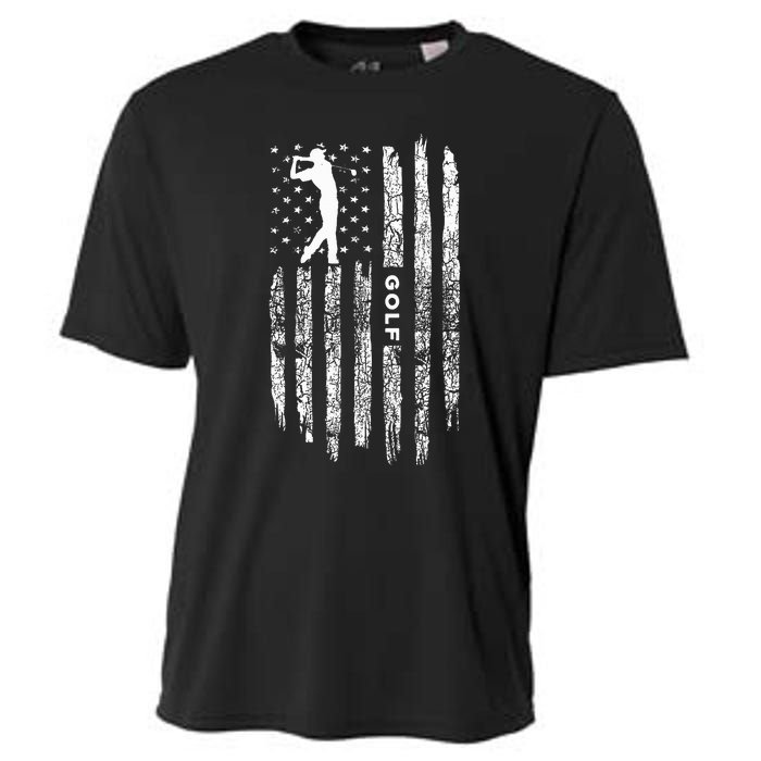 American Flag Golf Clothing Golfer Vintage Golf Cooling Performance Crew T-Shirt