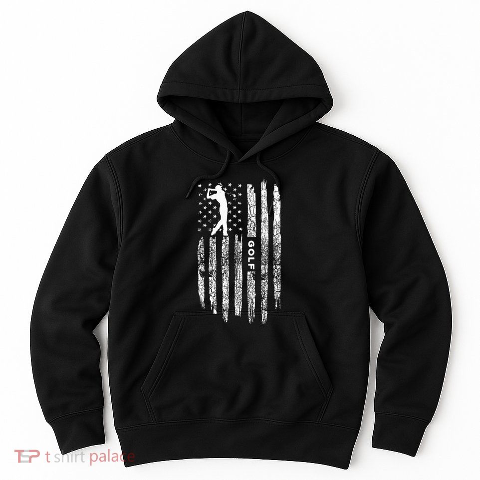 American Flag Golf Clothing Golfer Vintage Golf Hoodie