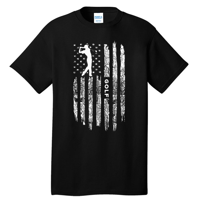 American Flag Golf Clothing Golfer Vintage Golf Tall T-Shirt