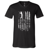 American Flag Golf Clothing Golfer Vintage Golf V-Neck T-Shirt