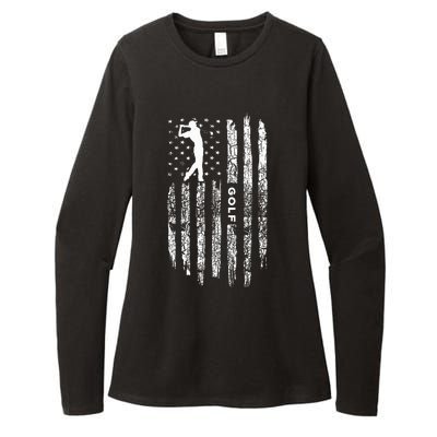 American Flag Golf Clothing Golfer Vintage Golf Womens CVC Long Sleeve Shirt