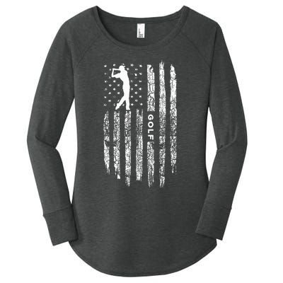 American Flag Golf Clothing Golfer Vintage Golf Women's Perfect Tri Tunic Long Sleeve Shirt