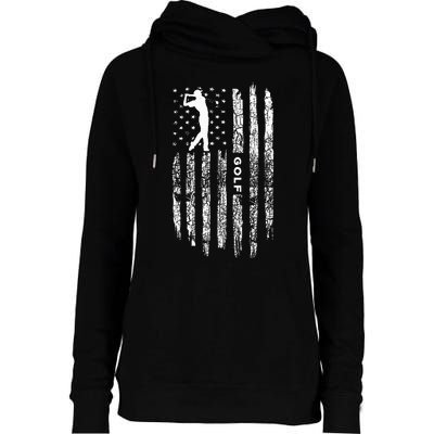 American Flag Golf Clothing Golfer Vintage Golf Womens Funnel Neck Pullover Hood