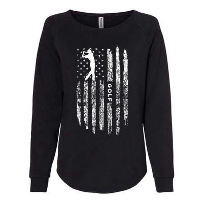 American Flag Golf Clothing Golfer Vintage Golf Womens California Wash Sweatshirt