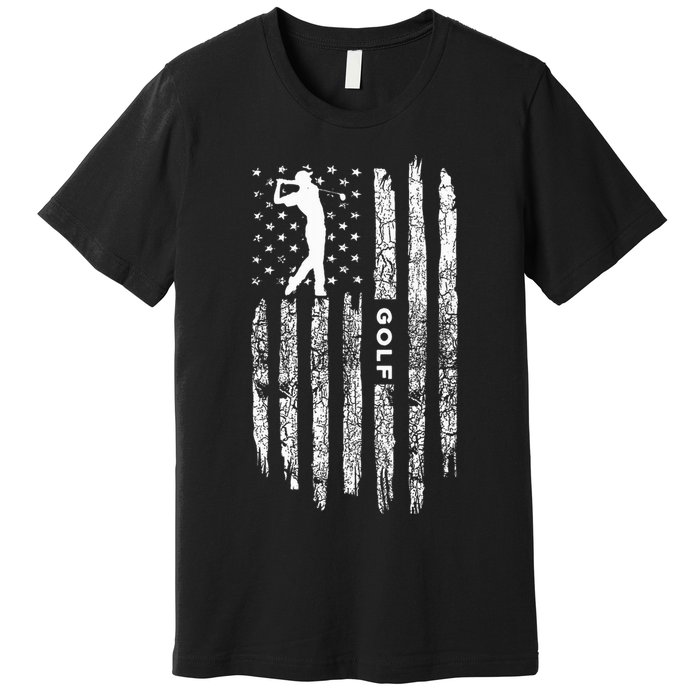 American Flag Golf Clothing Golfer Vintage Golf Premium T-Shirt