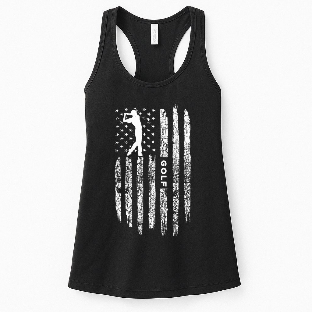 American Flag Golf Clothing Golfer Vintage Golf Womens Tank Top