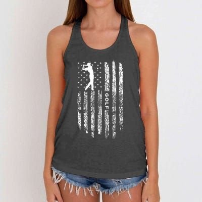 American Flag Golf Clothing Golfer Vintage Golf Women's Knotted Racerback Tank