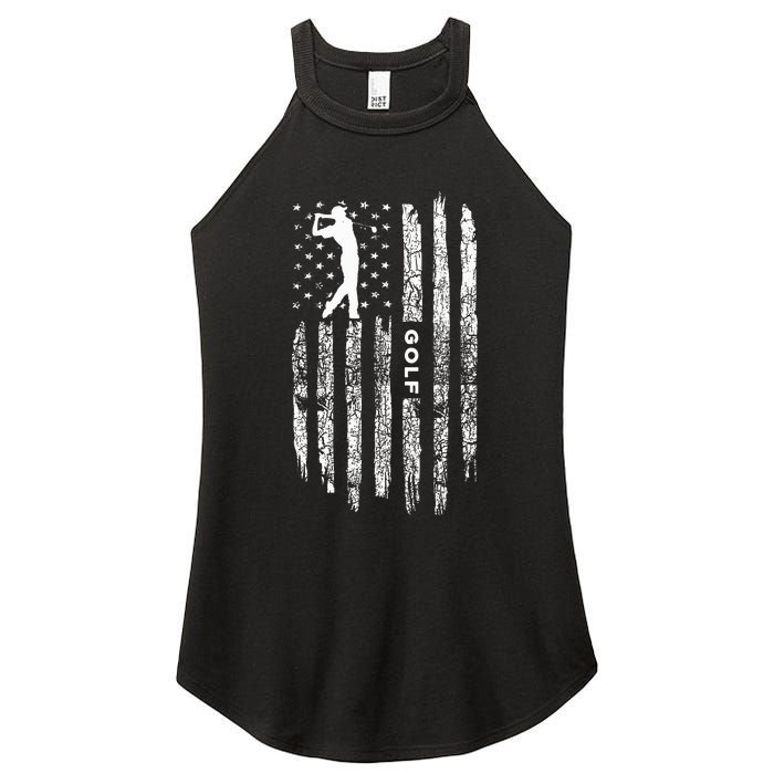 American Flag Golf Clothing Golfer Vintage Golf Women's Perfect Tri Rocker Tank